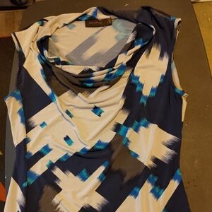 The Limited Blue and Cream Geometric Blouse